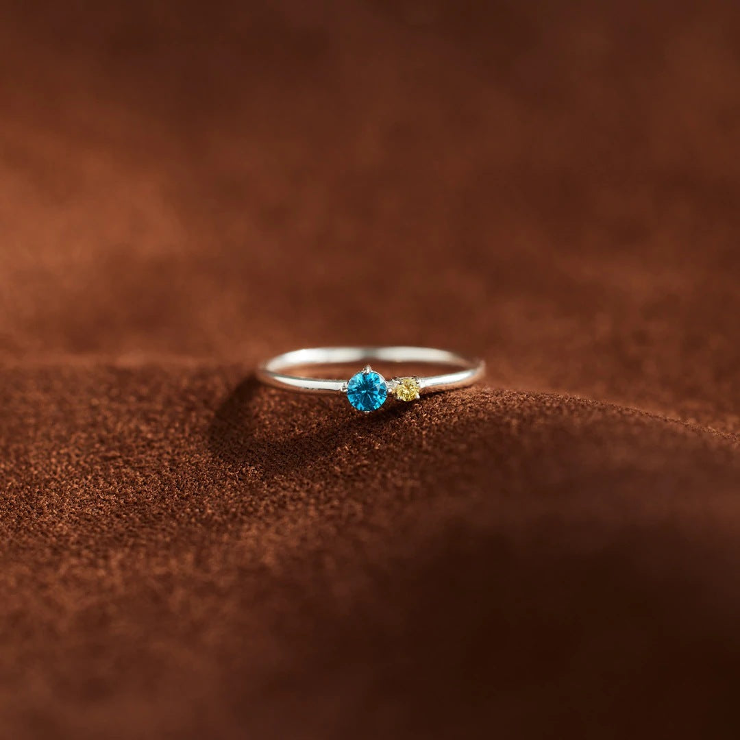 Womens Simple Fashion Colored Zircon Birthstone Ring White Copper Birthday Ring Size 6 7 8 9 Copper Ring X1pcs