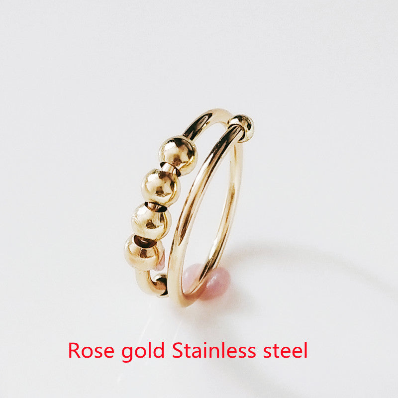 Adjustable Alloy Ring With Turning Beads For Stress Relief