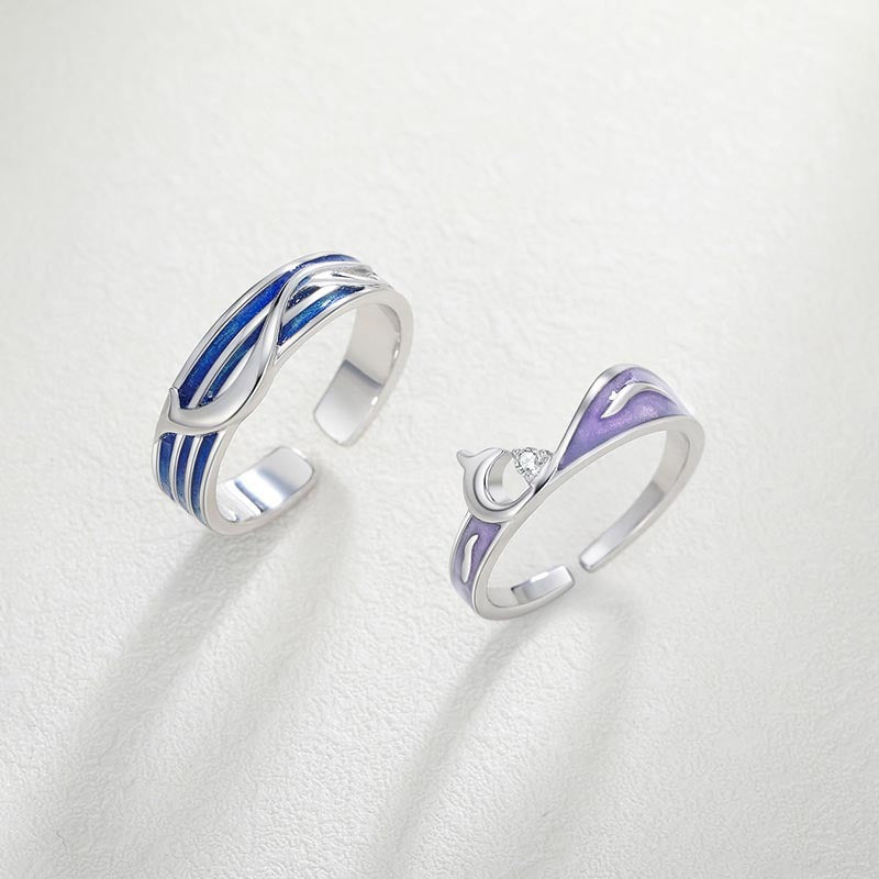 S925 Silver Couple Rings Animal Pattern Matching Rings For Men And Women Anniversary Gift Jewelry Elegant Look