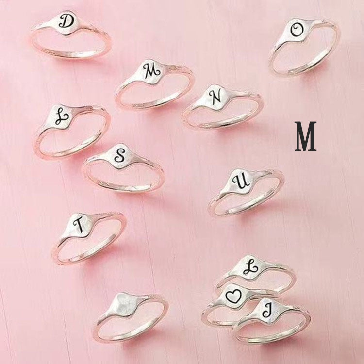 Unisex Adjustable Initial Letter Rings Copper Alphabet Ring Electroplated Individually Packed Fashion Jewellery