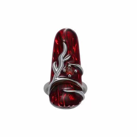 Womens Flame Red Liquid Metal Ring Unique Alloy Fashion Jewelry Modern Abstract Statement Accessory For Modern