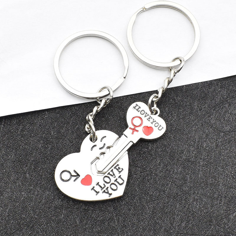 Heart Shaped Keychain Metal Key Ring Silver Zinc Alloy Key Chain Romantic Keepsake For Couples Pendant For You
