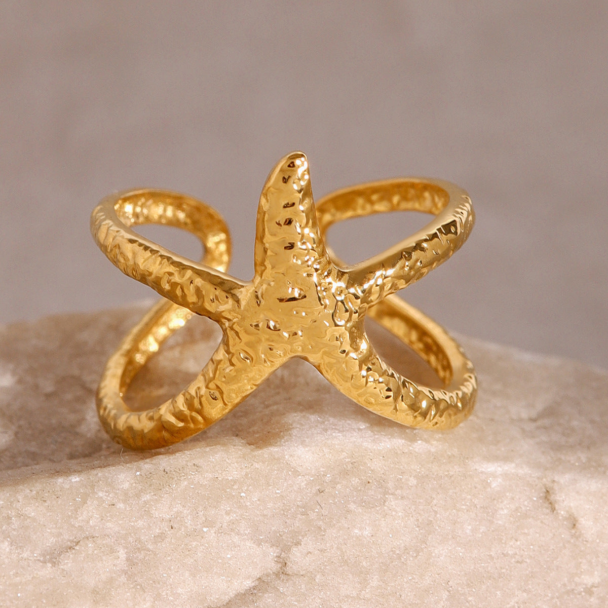 Stainless Steel Starfish Ring Geometric Design With Electroplating Finish For Everyday Wear Great Gift For You