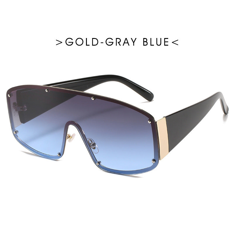 Mens Trendy Sunglasses Large Frame Glasses Single Piece Design With PC Lens Fashion Eyewear 80 Percent Visible