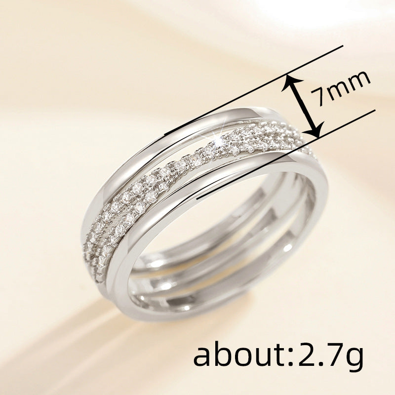 Geometric Cross Ring With Inlaid Zircon For Women In White Gold Tone Or Yellow Gold Tone Fashion Accessory Everyday Wear