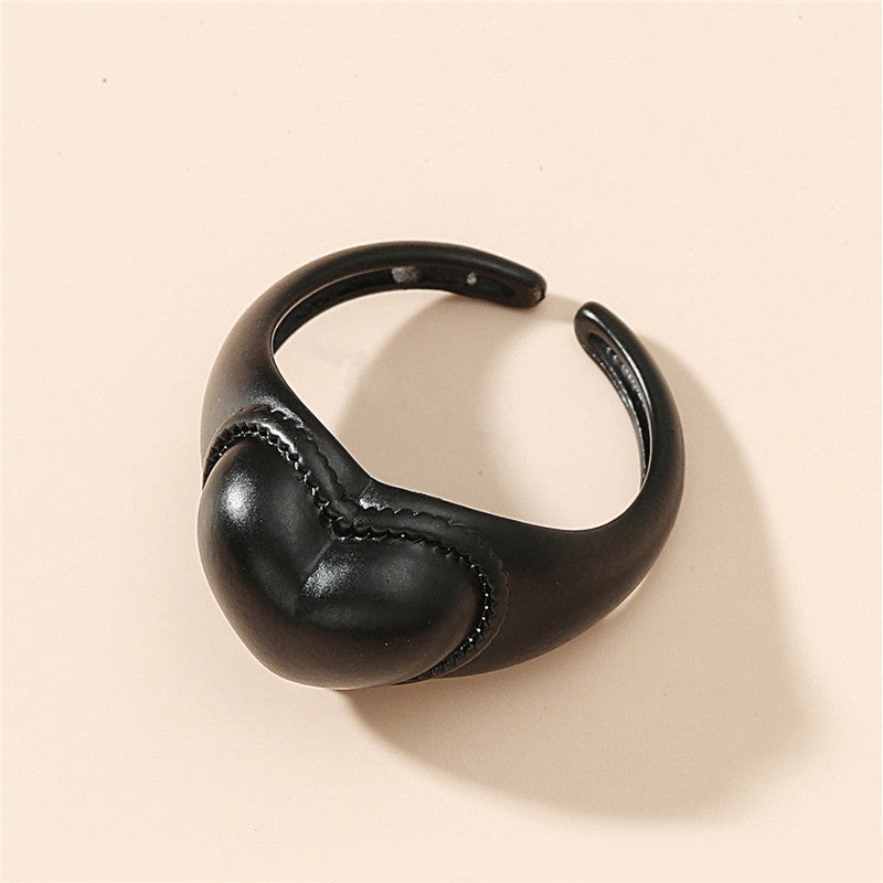 Adjustable Heart Ring For Women Alloy Chic Heart Shaped Jewelry Ring Daily Wear Gift For Her Trendy Everyday Jewelry