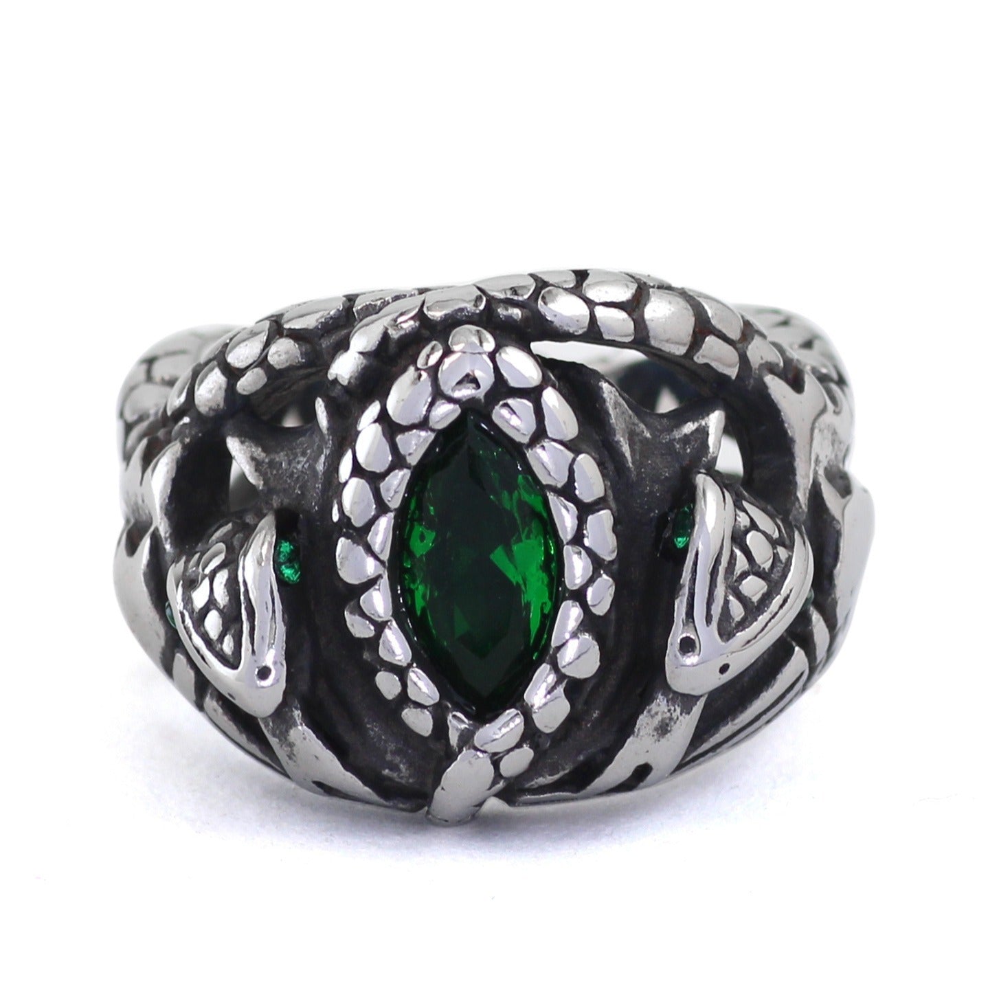 Stainless Steel Ring for Men Women Jade Inlay Punk Rock Jewelry Biker Ring Statement Fashion Accessories Stainless Steel Band Ring