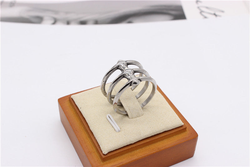 Mens Womens Titanium Steel Ring Three Ring Design Fashion Jewelry Cool Statement Ring Unisex Accessories Band Ring For Him or Her