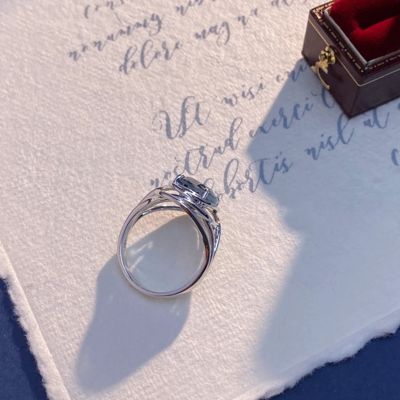 Womens Open Ring Copper Purple Diamond Amethyst White Gold