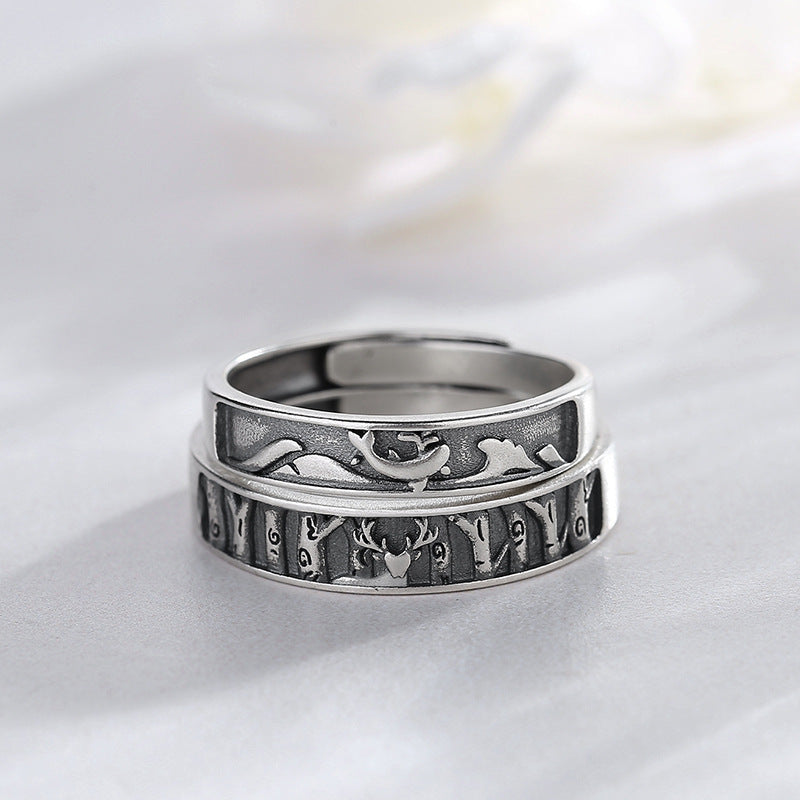 Adjustable Zodiac Animal Couple Rings Copper Fashion Matching Promise Rings for Him and Her Trendy Jewelry Set