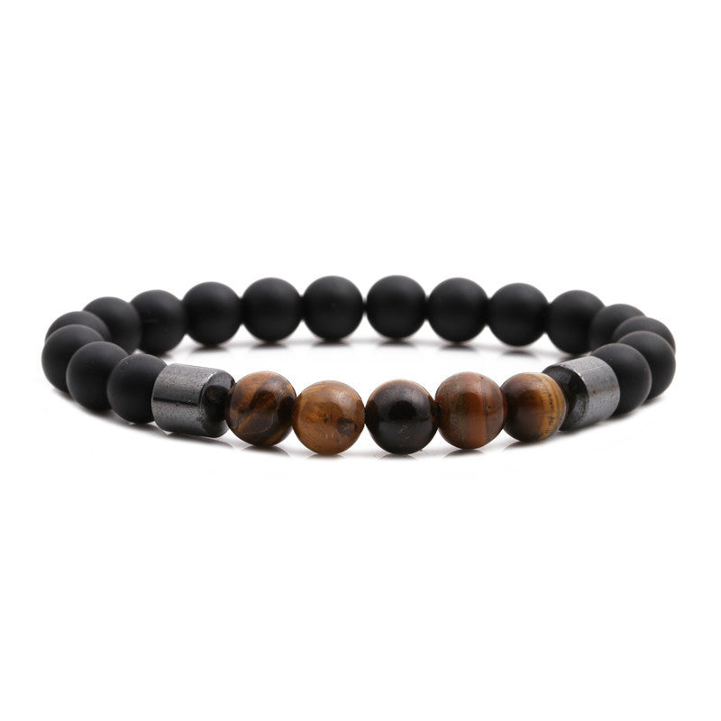 Geometric Hematite Bracelet For Men Black Stone Jewelry