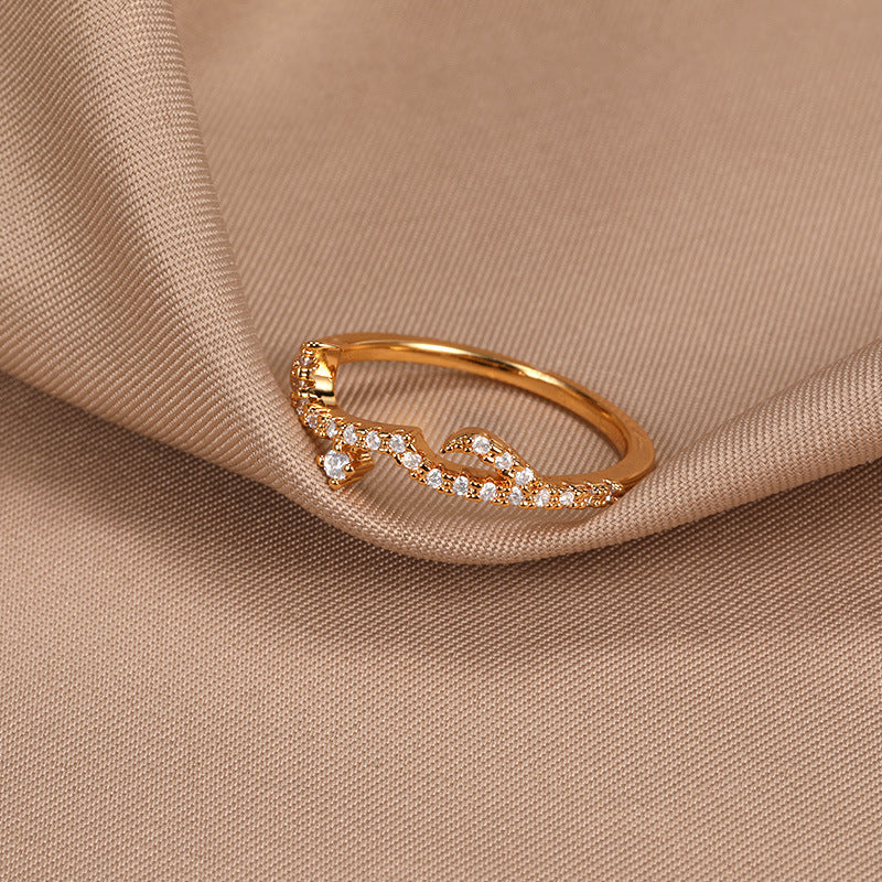 Gold Zircon Inlaid Letter Ring for Women Romantic Love Declaration Wedding Jewelry Gift Sizes 7 8 9 Gift For Her