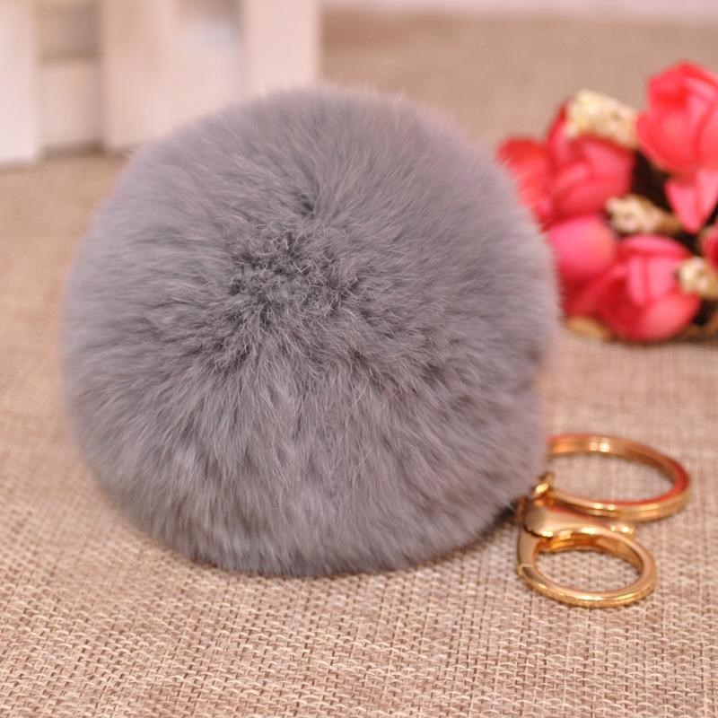 Rabbit Fur Ball Keychain Adorable Animal Key Chain Accessory Perfect Gift for Women Teens and Girls Fluffy Keyring