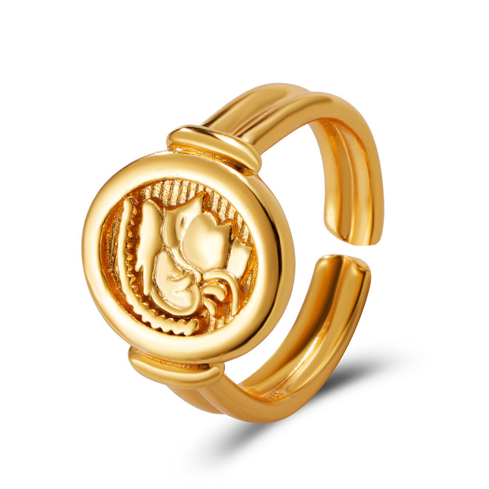 Womens Alloy Rings Retro Geometric Pearl Portrait Ring Love Rings Fashion Jewelry Unto Women Metal Rings Retro