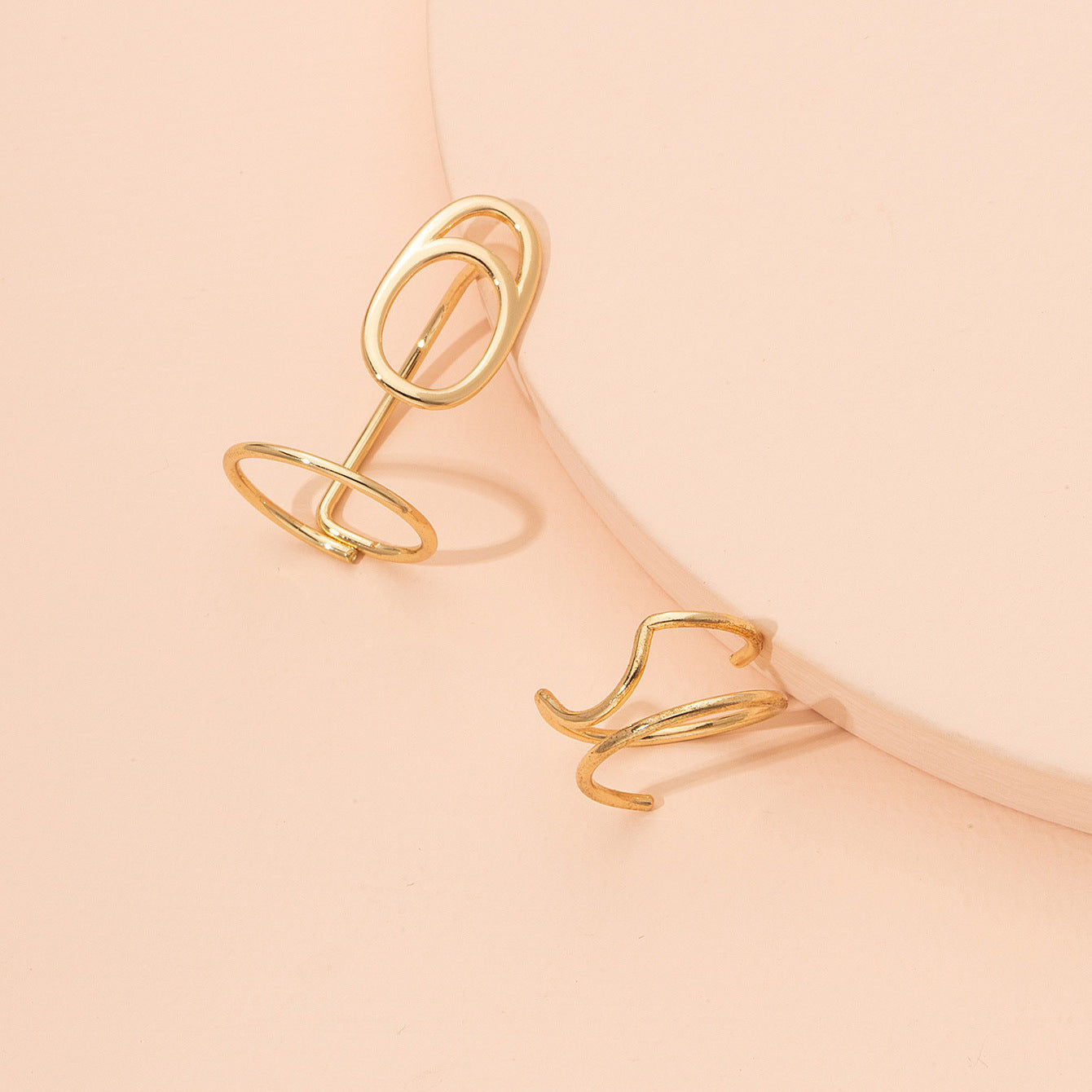 Womens Copper Rings Set 2 Gold Fashion Jewelry Finger Buckle Rings Elegant Jewelry Set For Womens Girls Trendy Trendy