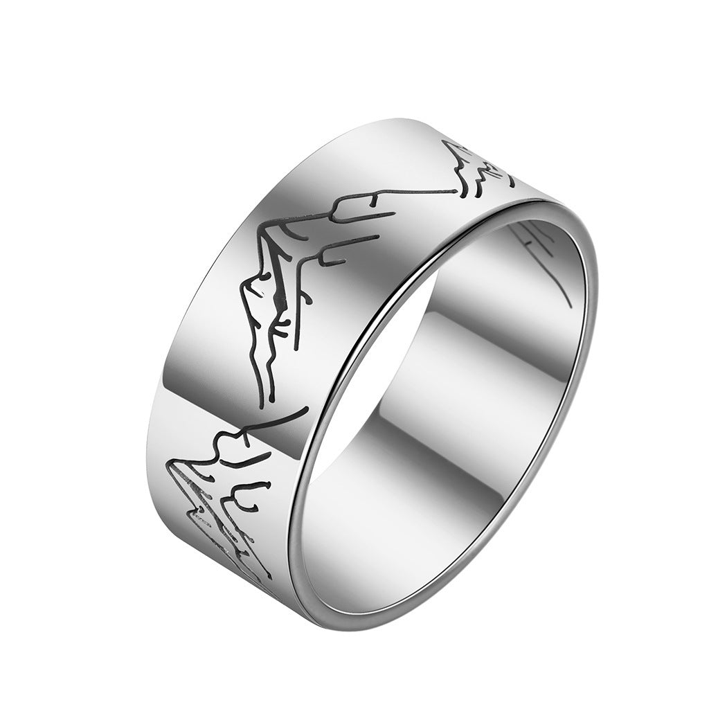 Stainless Steel Mountain Ring Natural Geometry Fashion Ring for Women and Girls Everyday Wear Gold Statement Piece