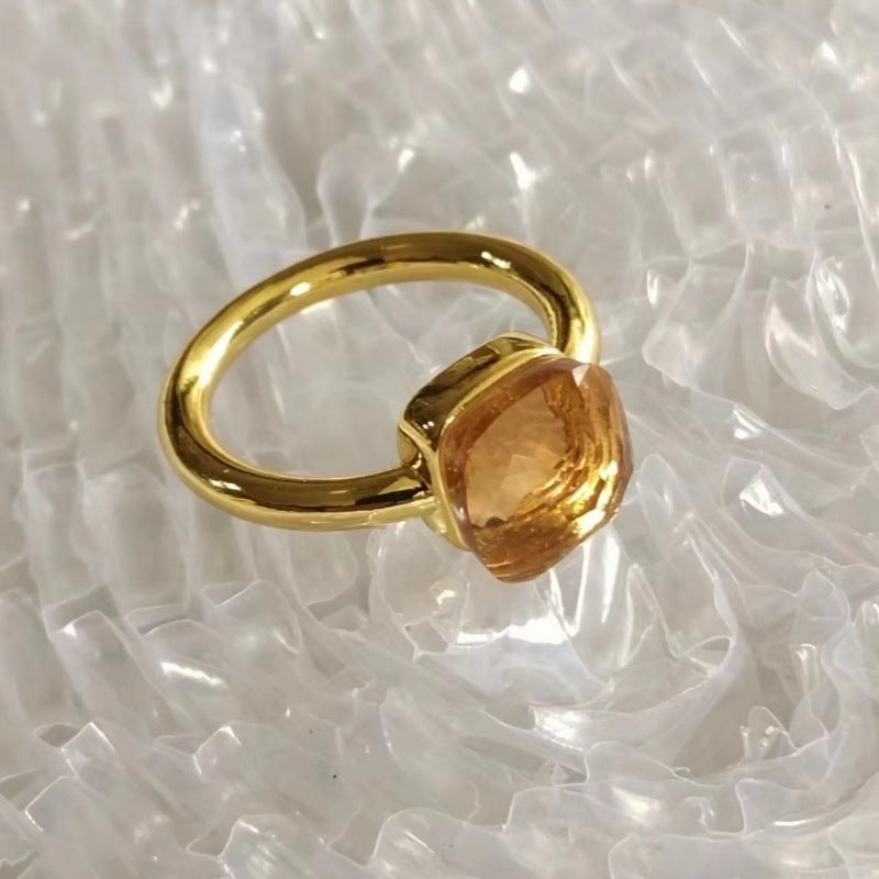 Geometric Cube Rings For Women And Men Irregular Sugar Cube Design Copper Zircon Inlaid Unisex Fashion Jewelry