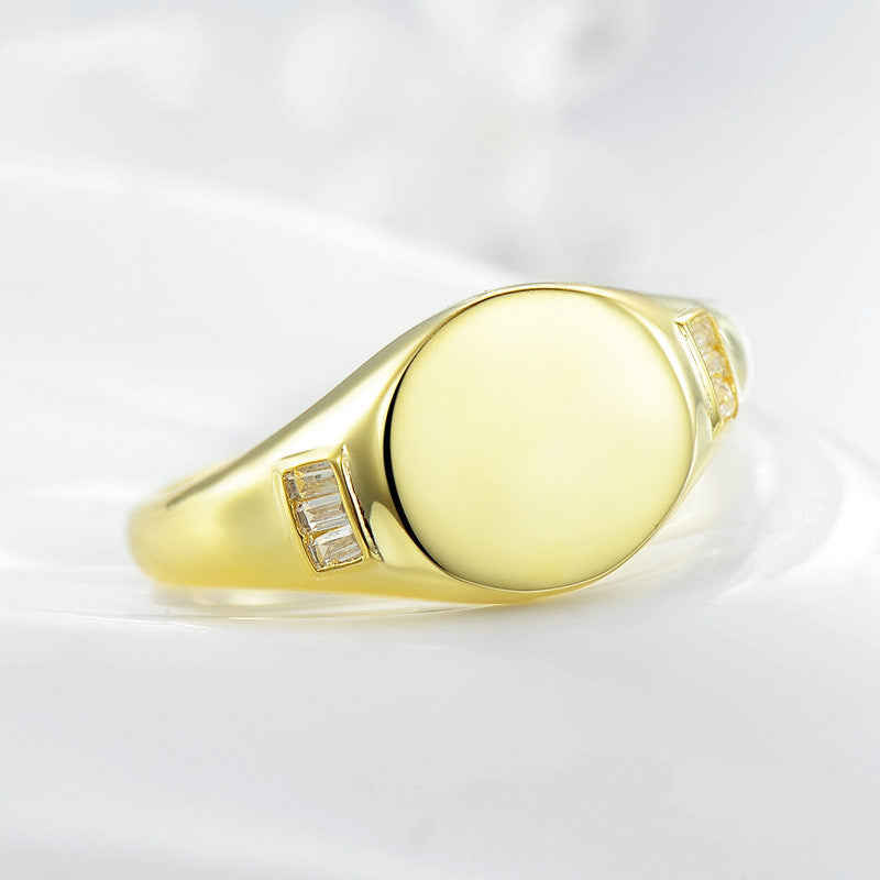 Sterling Silver Ring for Women and Girls Glossy Round Center European American Fashion Anniversary Individually Packed