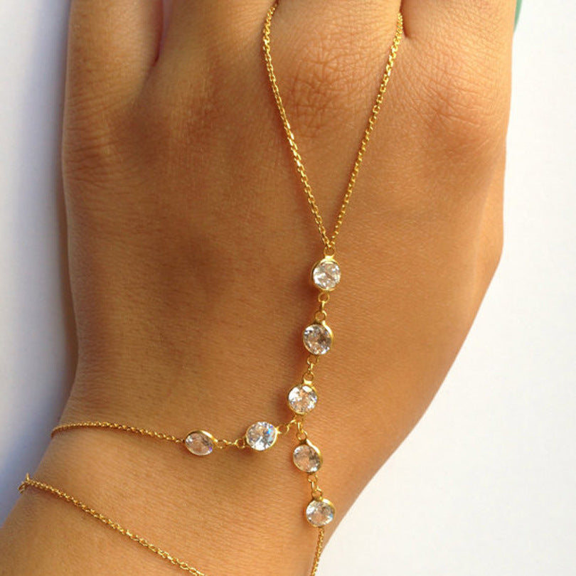 Womens Bracelet Finger Ring Fashion Bangle Geometric Hand Jewelry Electroplated Accessories For Women And Girls