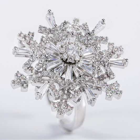 Girls Rotatable Snowflake Ring Turning Ring Alloy Silver Plated Gold Plated Inlaid Artificial Gems and Semi-Precious Stones Scarlet Witch Ring