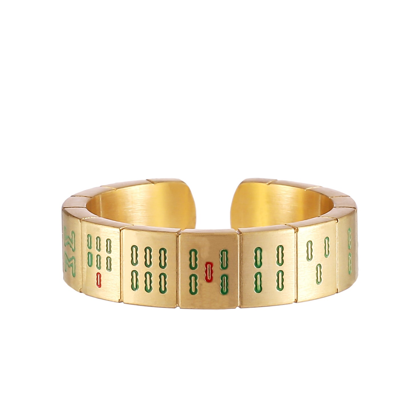Unisex Stainless Steel Mahjong Ring With Eng Letters And Chinese Characters For Men And Women Casual Band Ring