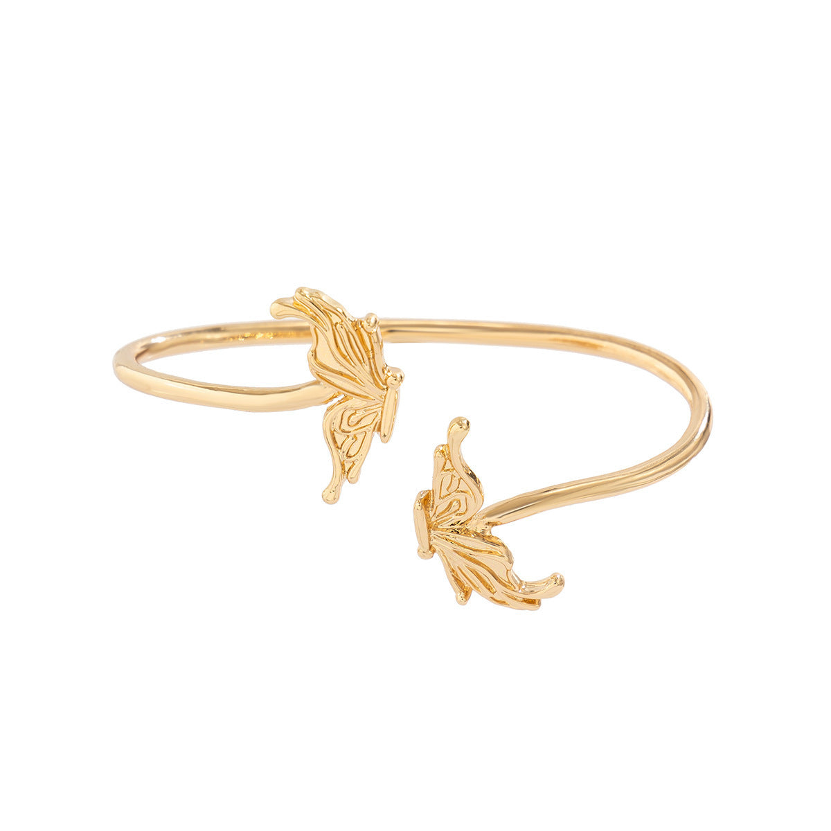 Womens Butterfly Wings Open Bracelet Electroplated Alloy Bangle Fashion Jewelry Accessory Elegant Cross Cuff Bracelet