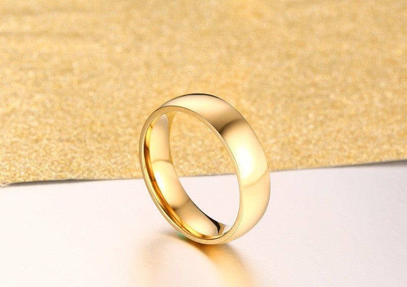 Unisex Stainless Steel Ring Round Shape Gold Plated Yellow Tone Durable Everyday Statement Ring For Daily Wear