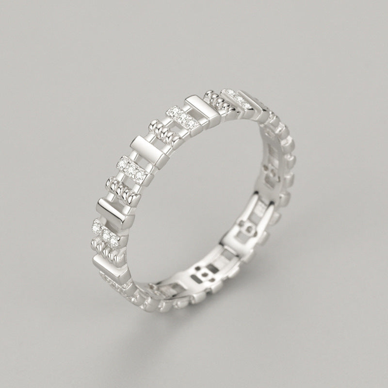 Sterling Silver Ring with Gold Plated Hollow Gemstones