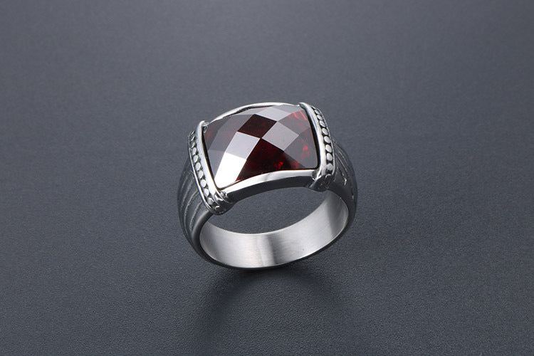 Unisex Titanium Ring With Zircon Gemstone Polished Fashion Jewelry Promise Engagement Wedding Anniversary Band