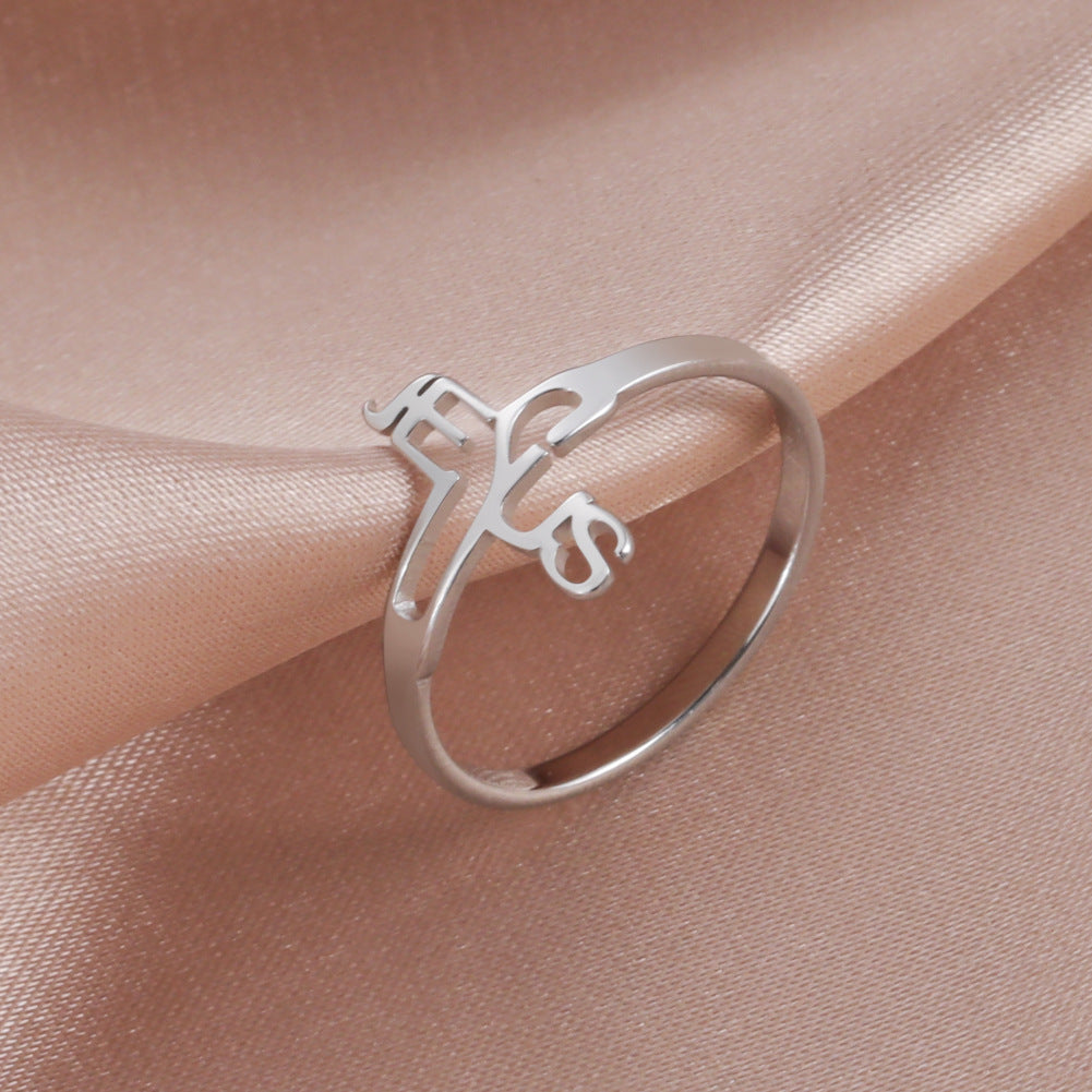 Unisex Titanium Steel Ring With Hollow Cross Interlaced Letter Design Durable Band Jewelry Everyday Style Ring