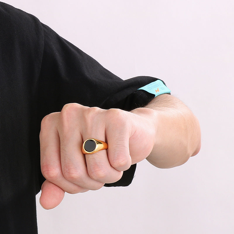 Men Ring Gold Tone Titanium Steel Polished Fashion Band Classic Style Durable Everyday Wear Sizes Six 7 8 9 10
