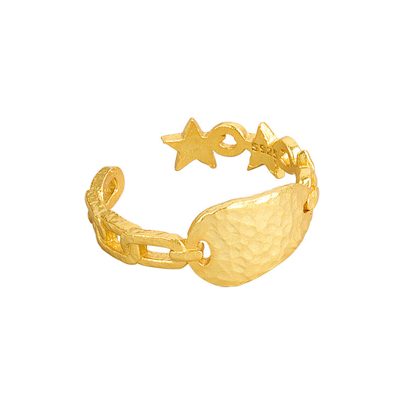 Geometric Copper Ring Adjustable Hollow Design Electroplated Platinum Gold 8mm Wide Fashion Statement Ring Now