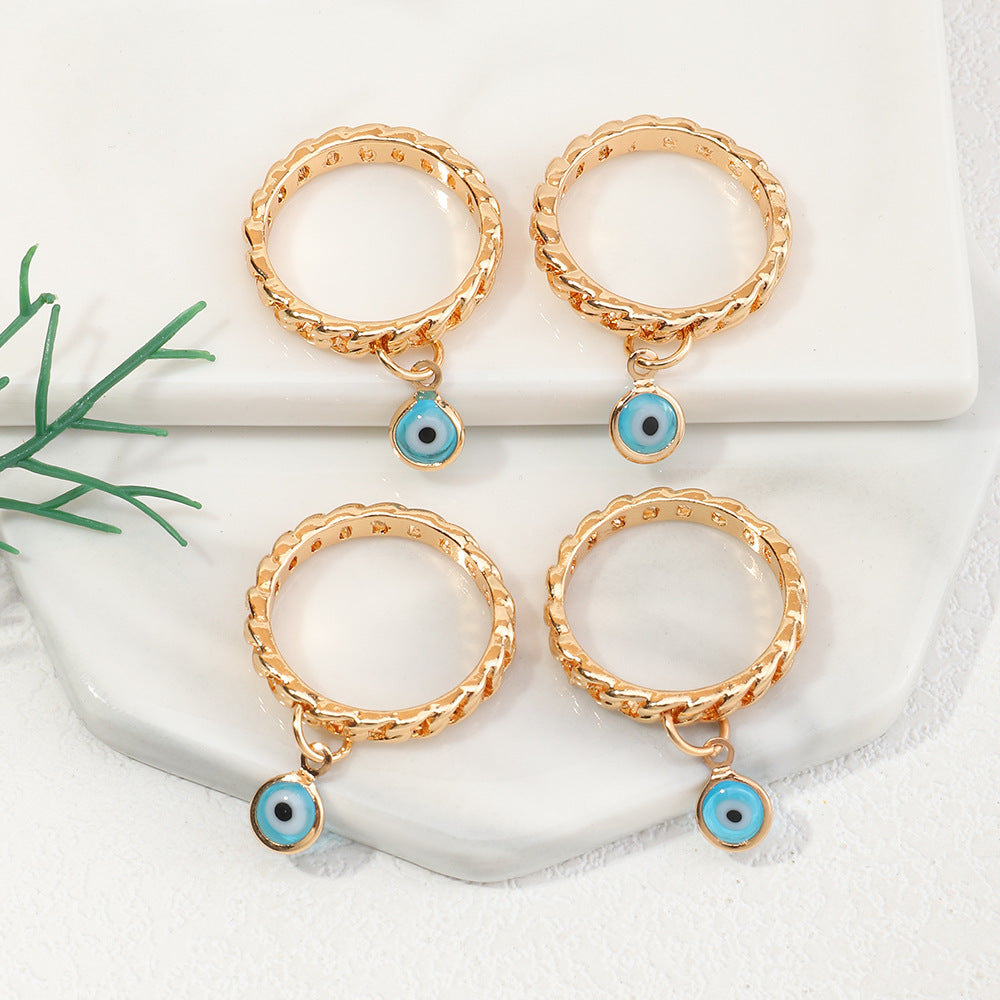 Street Punk Demon Eye Pendant Ring Bar Knot Alloy Ins Style Jewelry for Men Women Gift Trendy Gothic Accessory