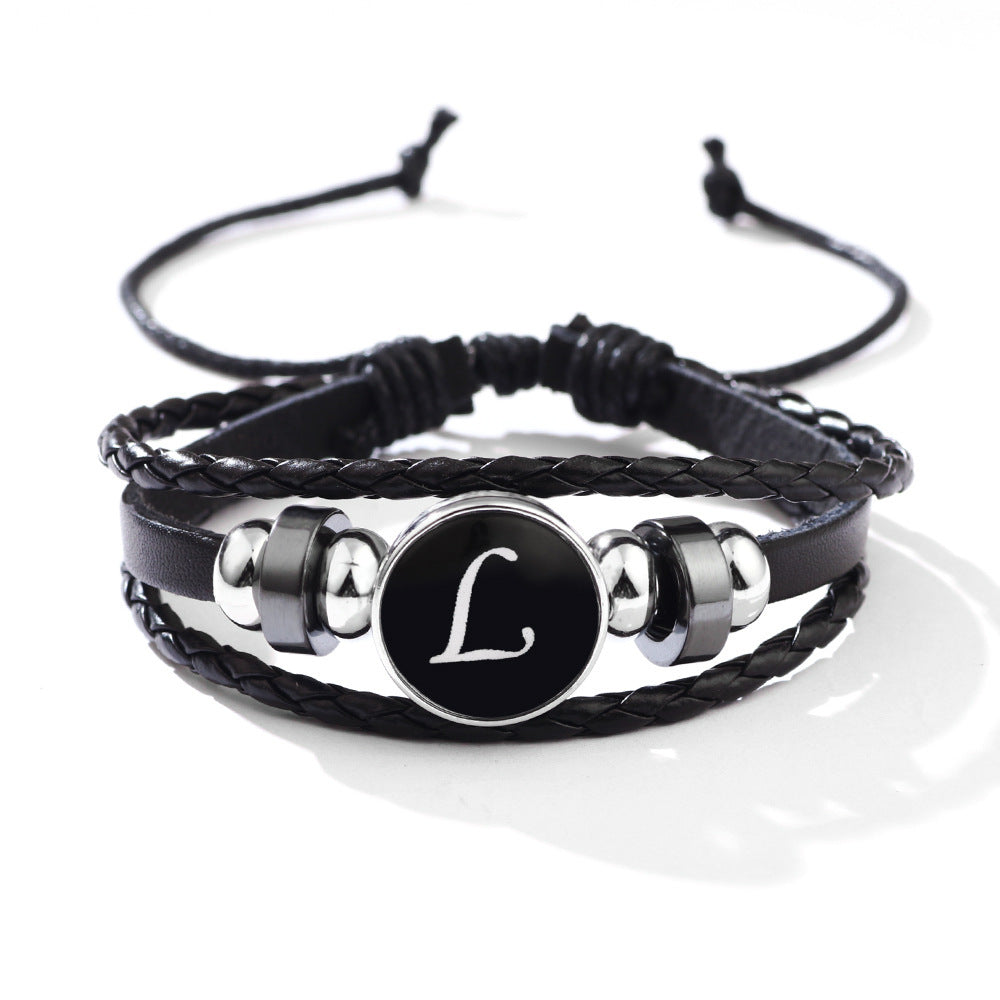 Womens Leather Bracelet With Initials Charm Adjustable Extension Classic Jewelry For Women And Girls For Women