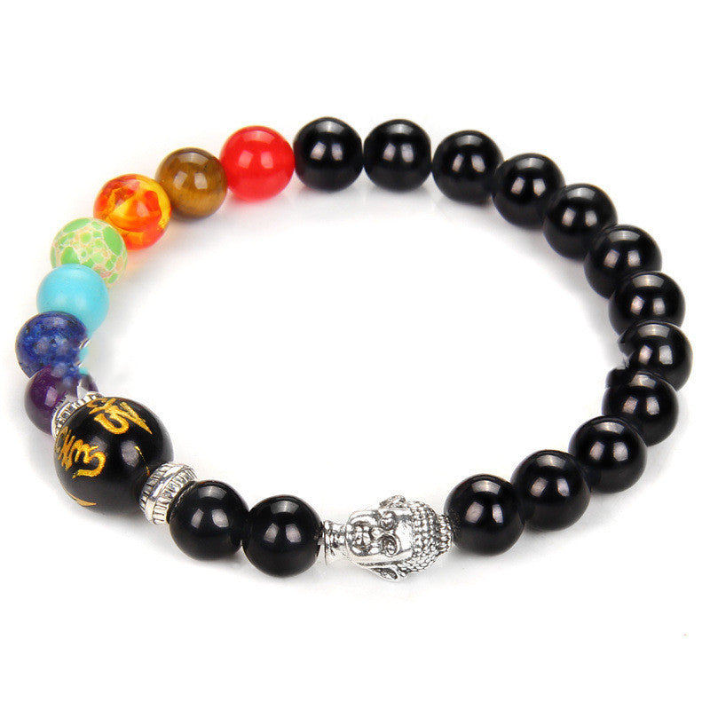 Unisex Natural Stone Seven Chakra Bracelet Geometric Design With 8mm Beads Energy Balancing Anti Fatigue Today