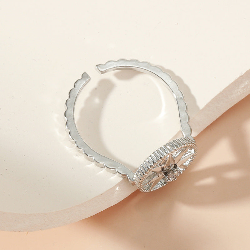 Retro Eight Pointed Star Copper Ring Adjustable Geometry