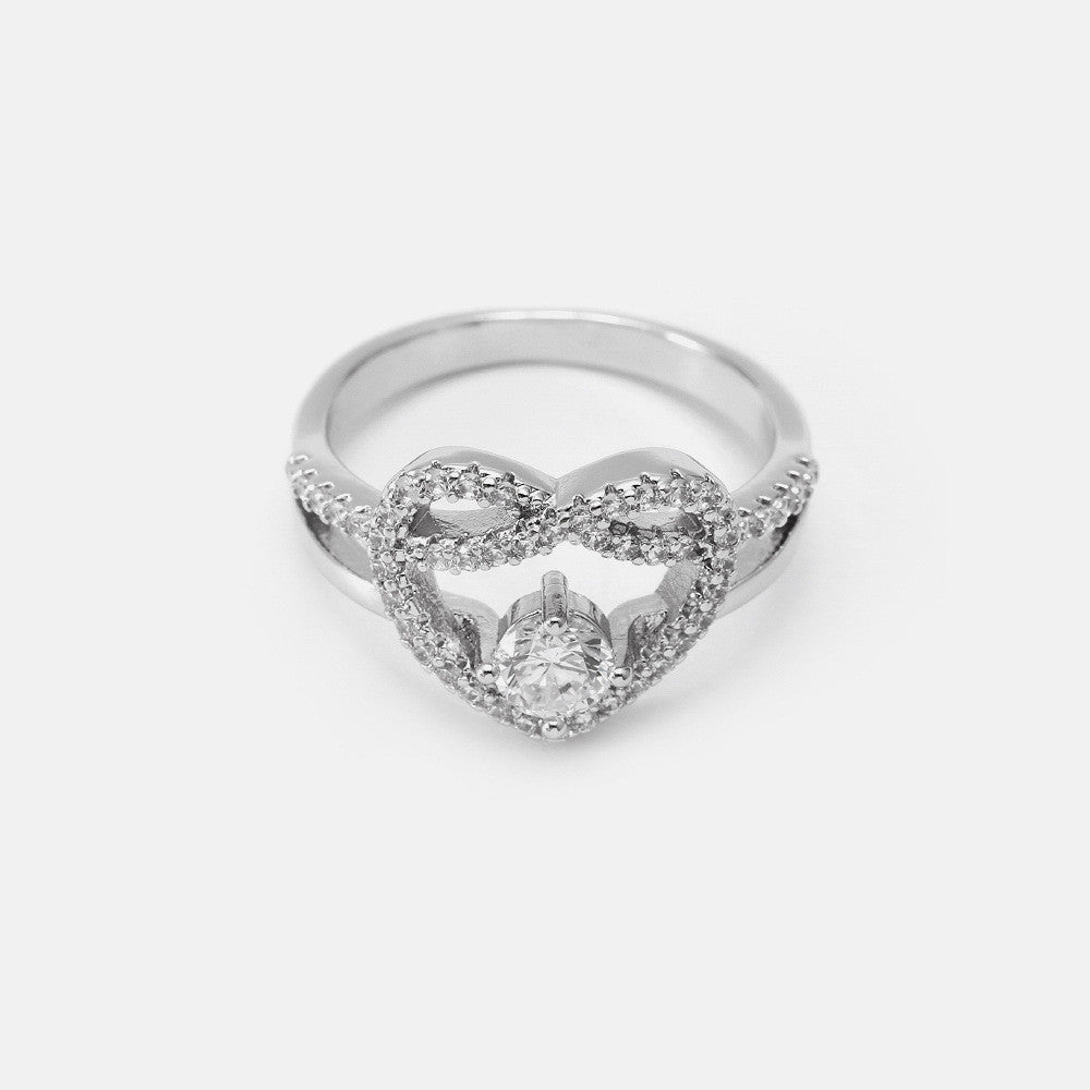 Womens Heart Ring Copper Electroplated Retro Jewelry With White Zircon Love And Promise Ring Gold Plated Shine