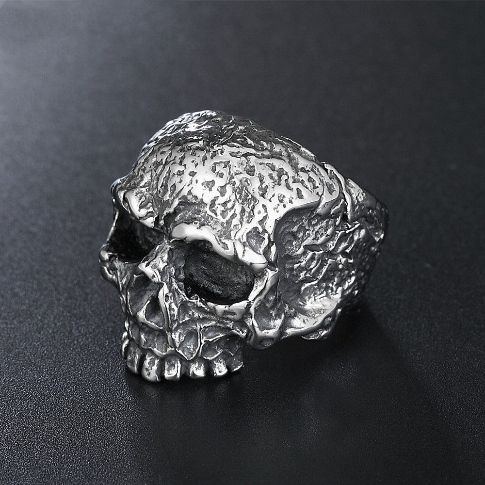 Titanium Skull Ring For Men Retro Style Europe And America Inspired Biker Jewelry Gift For Him Gift For Halloween Fans