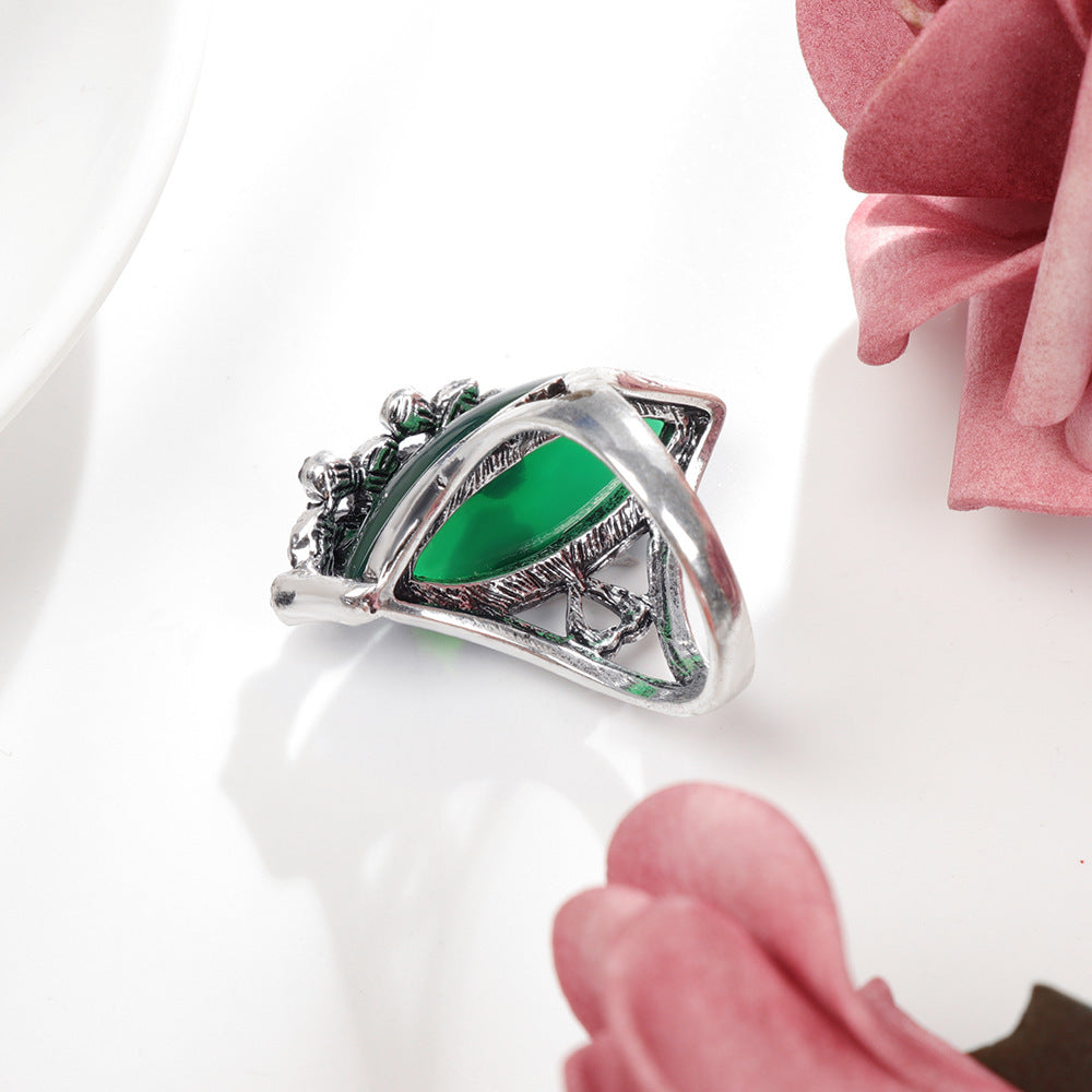 Geometric Alloy Ring With Alexandrite Gem Electroplated Finish Elegant Band Fashion Jewelry Ring Perfect Women