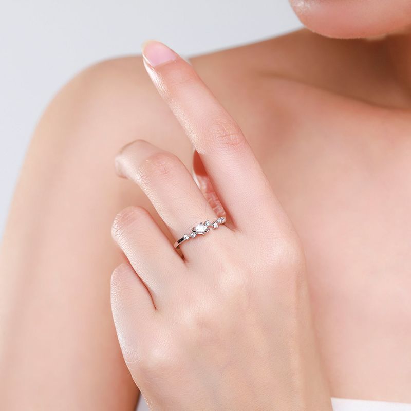 Star Shaped Sterling Silver Ring For Women Fashion Jewelry Index Finger Ring Elegant Daily Wear Everyday Spark