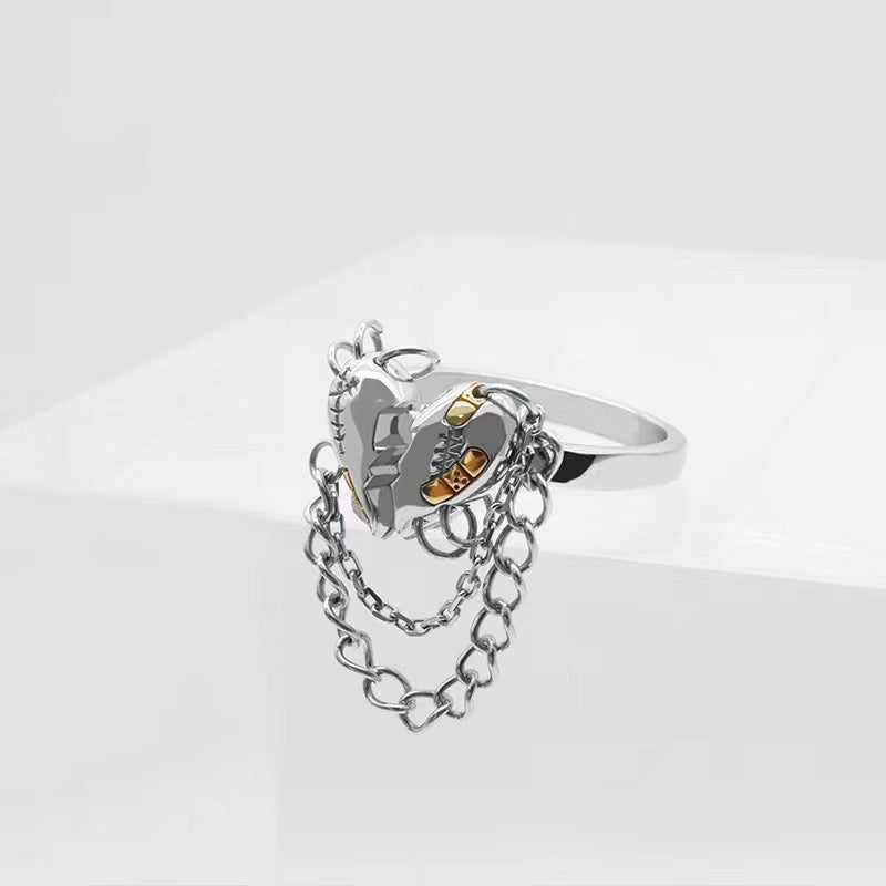 Womens Copper Ring Adjustable Heart Ring Trendy Metal Geometric Ring Electroplated Jewelry Heartbreak Love Ring