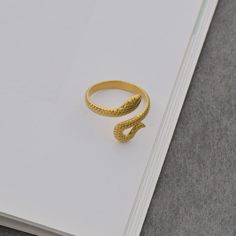 Unisex Snake Ring Adjustable Stainless Steel Geometric Band
