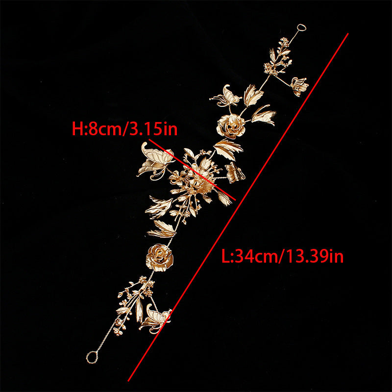 Womens Crown Headband Retro Hair Hoop Electroplated Alloy Gold Tone Bridal Wedding Prom Party Head Accessories