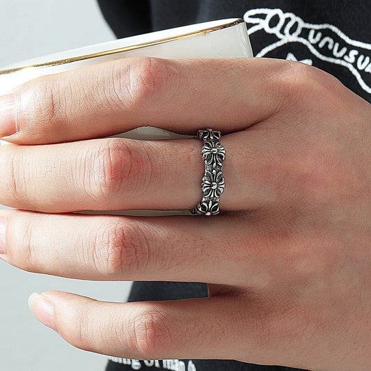 Womens Geometric Ring Adjustable Vintage Alloy Ring European American Style Simple Elegant Jewelry Modern Look