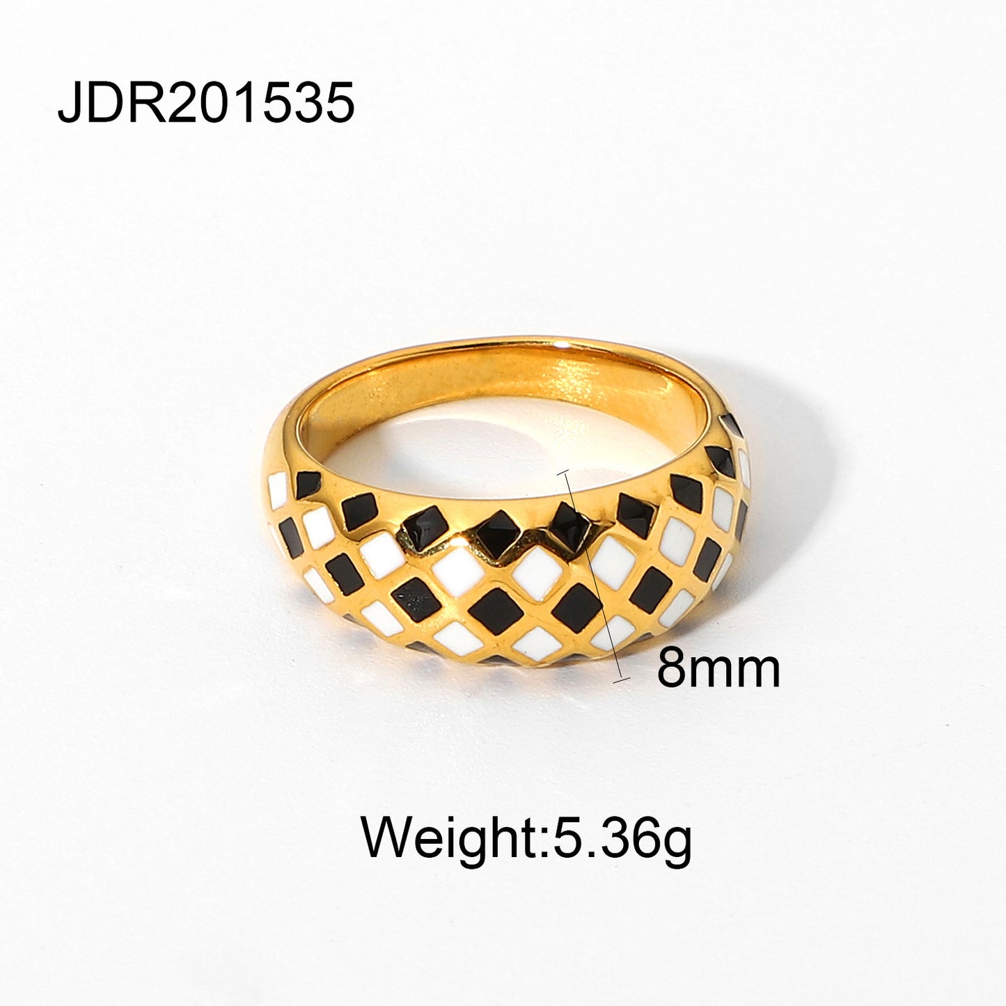 Geometric Stainless Steel Ring For Party Fashion Jewelry Plaid Chessboard Style Ring For Women Red Black Blue Colors