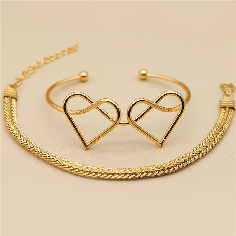 Heart Shaped Bracelet Set Electroplated Alloy Fashion Jewelry European And American Wheat Ear Chain Bracelet