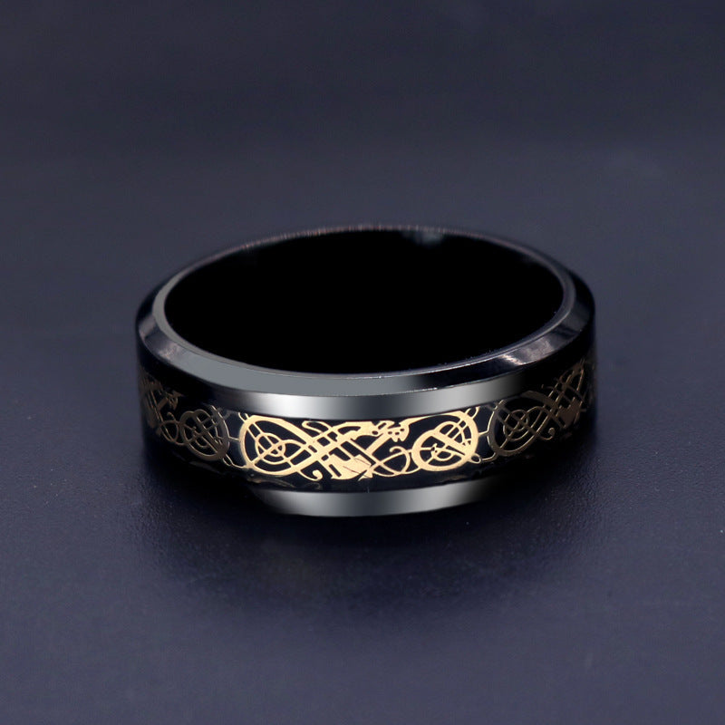 Titanium Steel Carbon Fiber Dragon Ring Material Style Simple Stylish Features Plating Color Image Color Image