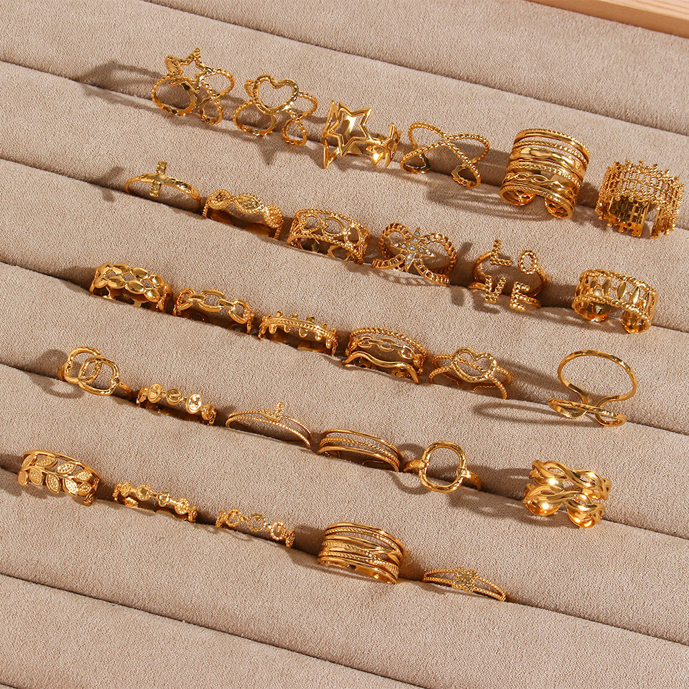 Womens Hollow Woven Open Rings Adjustable Stainless Steel Geometric Design Jewelry Gift Idea Nice Gift For Her