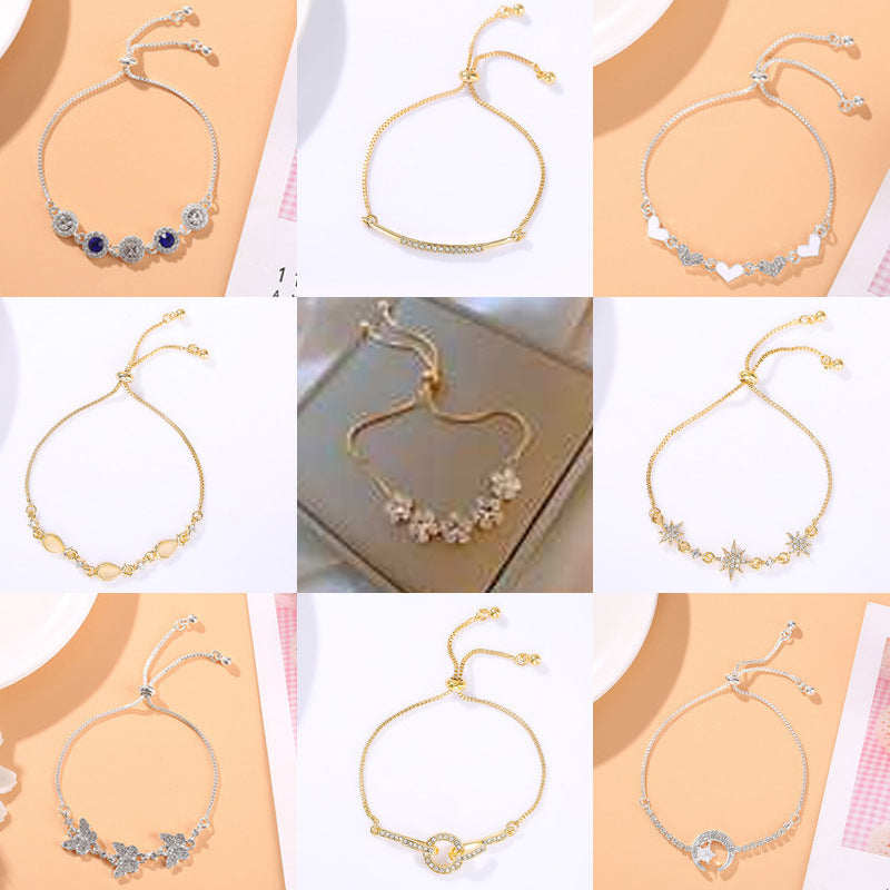 Womens Star Zircon Flower Bracelet Alloy Jewelry Gift