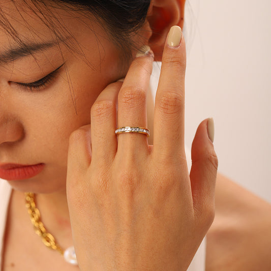 Womens Gold Ring Stainless Steel Geometric Ring Electroplated Ring for Women Girls Fashion Jewelry Gift Ins Ring Number 6 7 8 and 9